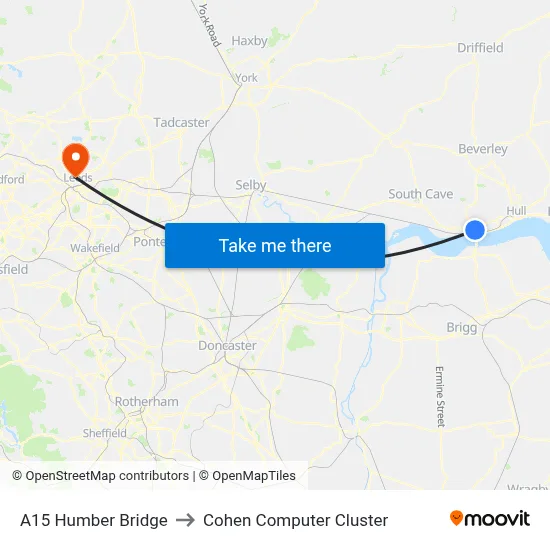 A15 Humber Bridge to Cohen Computer Cluster map