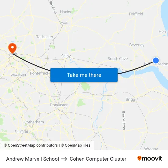 Andrew Marvell School to Cohen Computer Cluster map