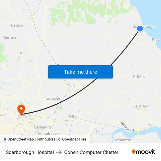 Scarborough Hospital to Cohen Computer Cluster map