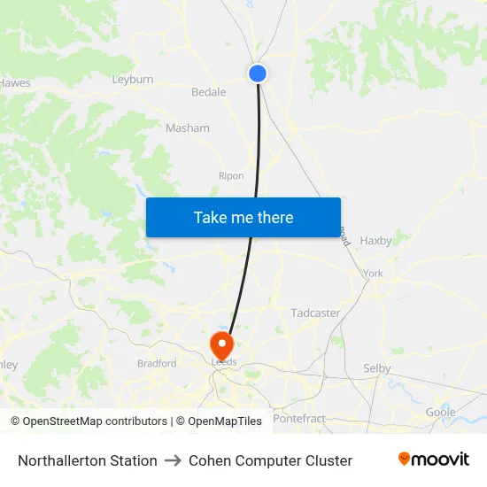 Northallerton Station to Cohen Computer Cluster map