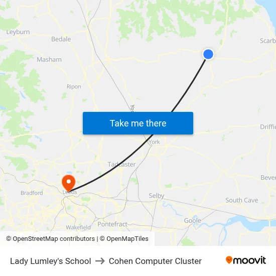 Lady Lumley's School to Cohen Computer Cluster map