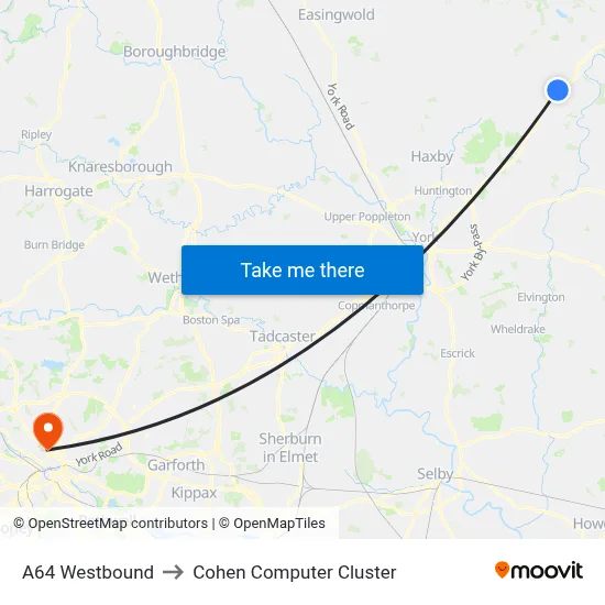 A64 Westbound to Cohen Computer Cluster map
