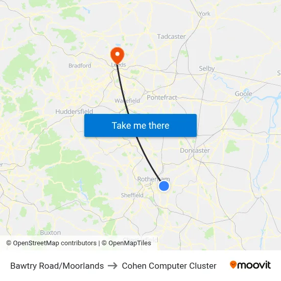 Bawtry Road/Moorlands to Cohen Computer Cluster map