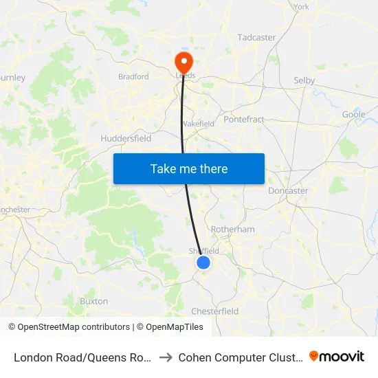 London Road/Queens Road to Cohen Computer Cluster map