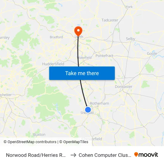 Norwood Road/Herries Road to Cohen Computer Cluster map