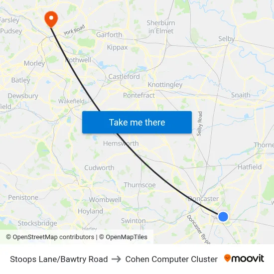 Stoops Lane/Bawtry Road to Cohen Computer Cluster map