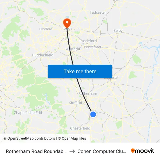 Rotherham Road Roundabout to Cohen Computer Cluster map