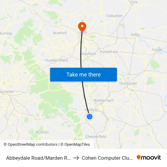 Abbeydale Road/Marden Road to Cohen Computer Cluster map