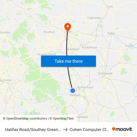 Halifax Road/Southey Green Road to Cohen Computer Cluster map