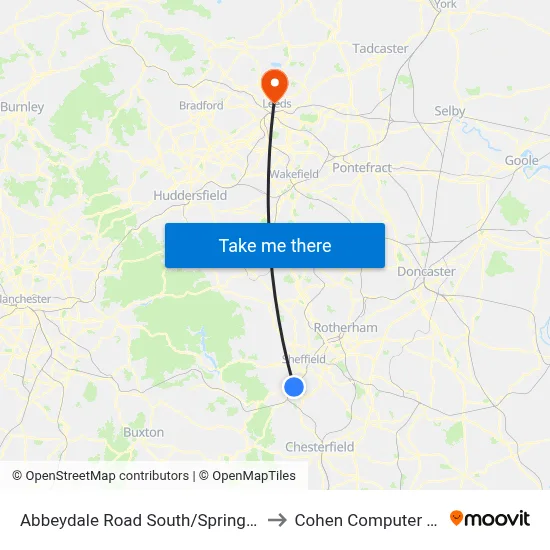 Abbeydale Road South/Springfield Road to Cohen Computer Cluster map