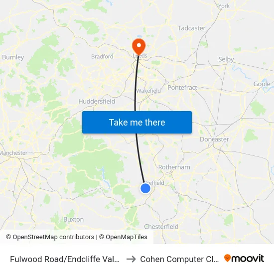 Fulwood Road/Endcliffe Vale Road to Cohen Computer Cluster map