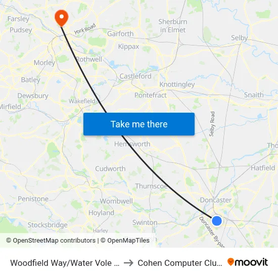 Woodfield Way/Water Vole Way to Cohen Computer Cluster map