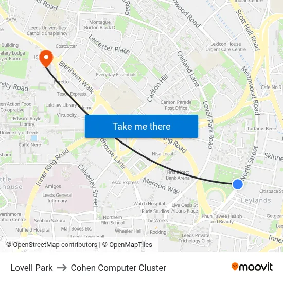 Lovell Park to Cohen Computer Cluster map