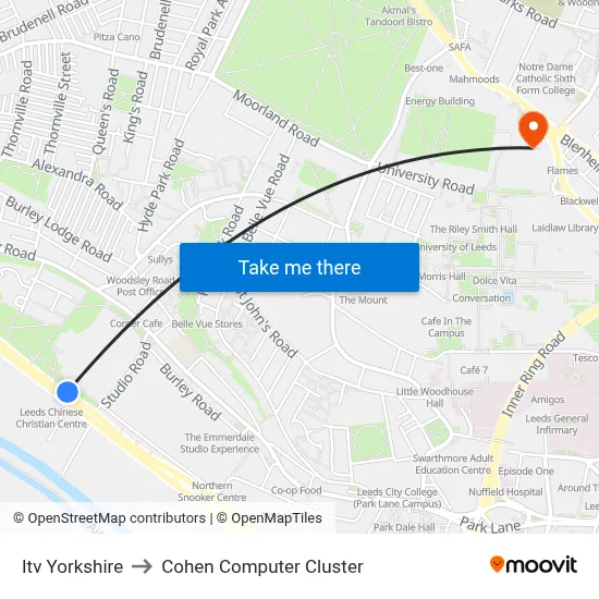 Itv Yorkshire to Cohen Computer Cluster map