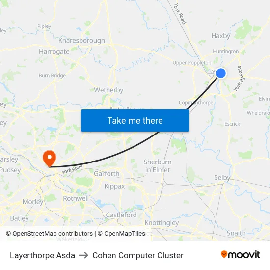 Layerthorpe Asda to Cohen Computer Cluster map