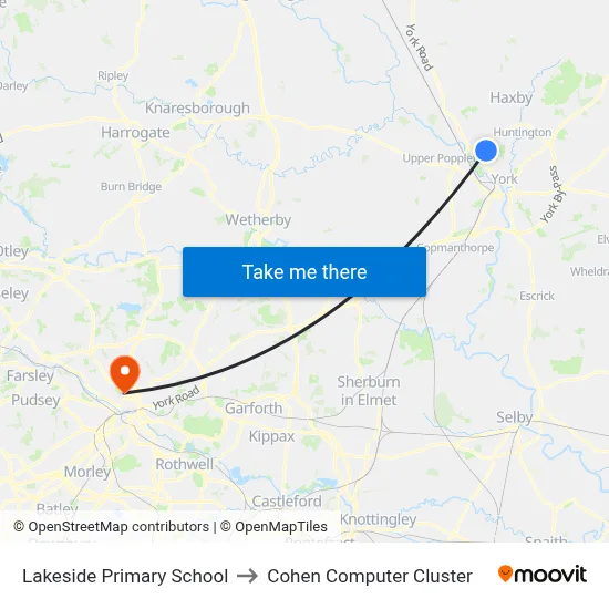 Lakeside Primary School to Cohen Computer Cluster map