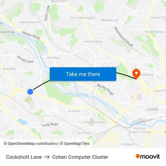 Cockshott Lane to Cohen Computer Cluster map