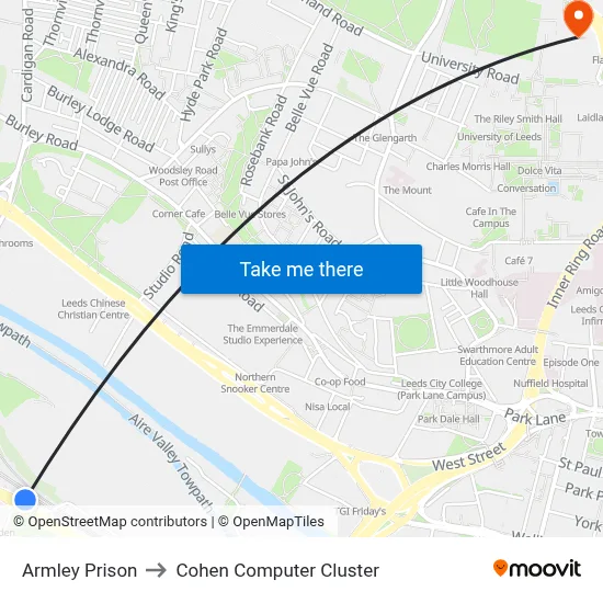 Armley Prison to Cohen Computer Cluster map