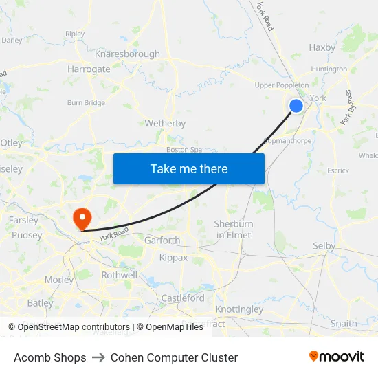 Acomb Shops to Cohen Computer Cluster map