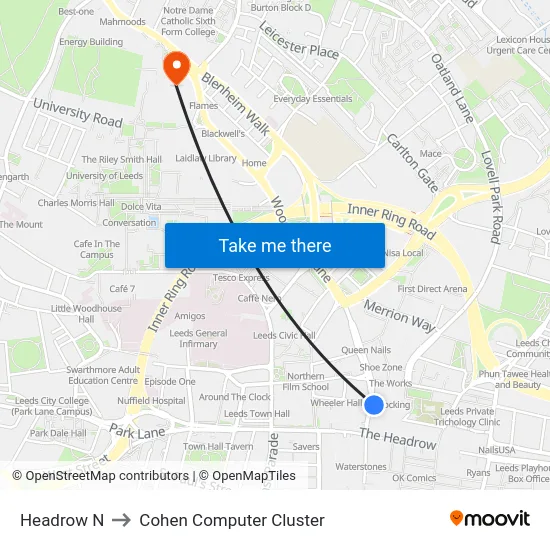 Headrow N to Cohen Computer Cluster map