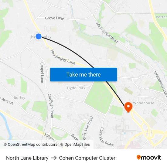North Lane Library to Cohen Computer Cluster map