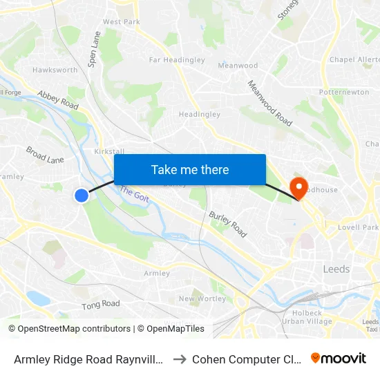 Armley Ridge Road Raynville Cres to Cohen Computer Cluster map