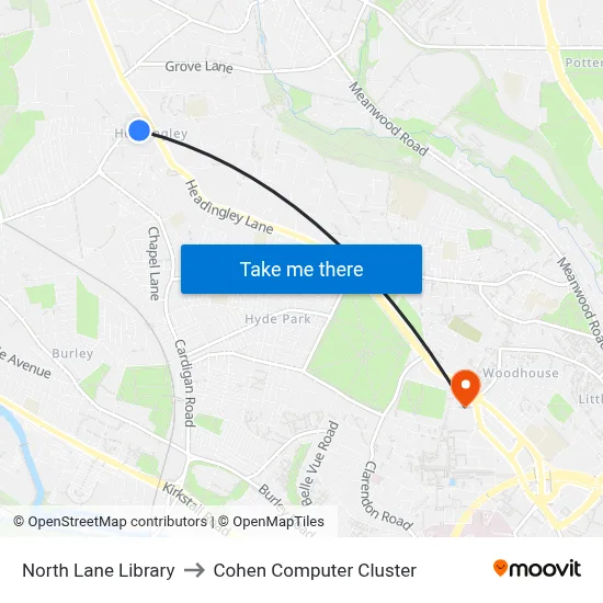 North Lane Library to Cohen Computer Cluster map