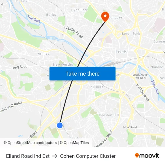 Elland Road Ind Est to Cohen Computer Cluster map