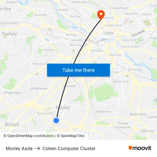 Morley Asda to Cohen Computer Cluster map