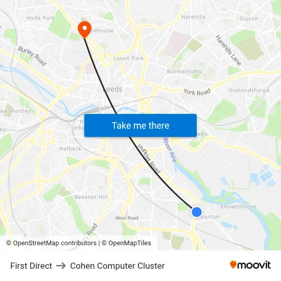 First Direct to Cohen Computer Cluster map