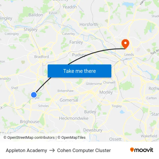 Appleton Academy to Cohen Computer Cluster map