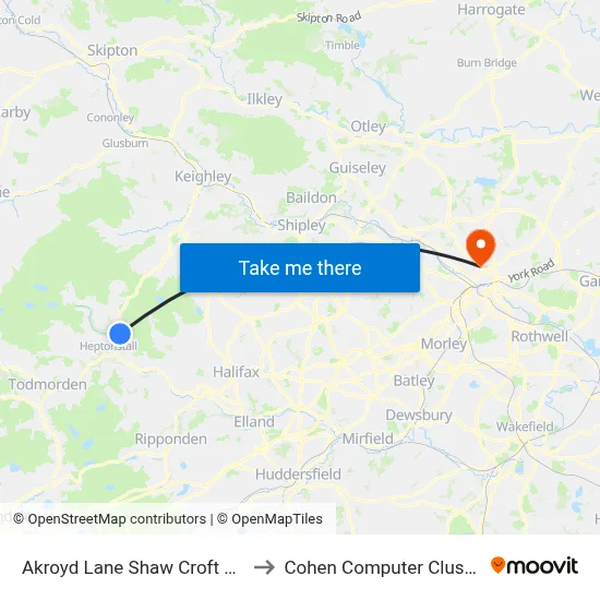 Akroyd Lane Shaw Croft Hill to Cohen Computer Cluster map