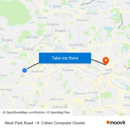 West Park Road to Cohen Computer Cluster map