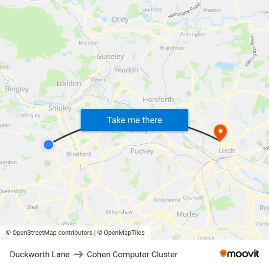 Duckworth Lane to Cohen Computer Cluster map