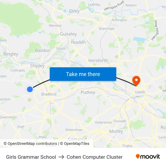 Girls Grammar School to Cohen Computer Cluster map
