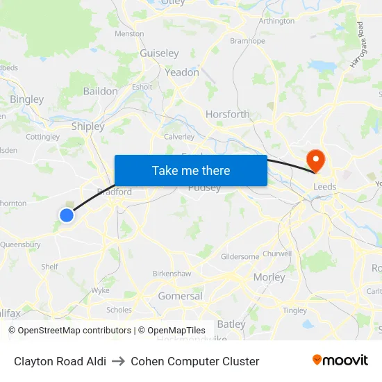 Clayton Road Aldi to Cohen Computer Cluster map