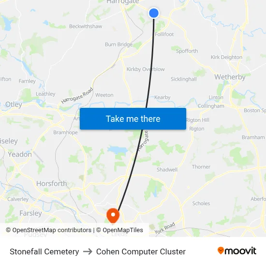 Stonefall Cemetery to Cohen Computer Cluster map