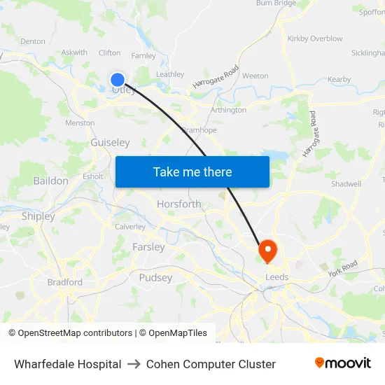 Wharfedale Hospital to Cohen Computer Cluster map