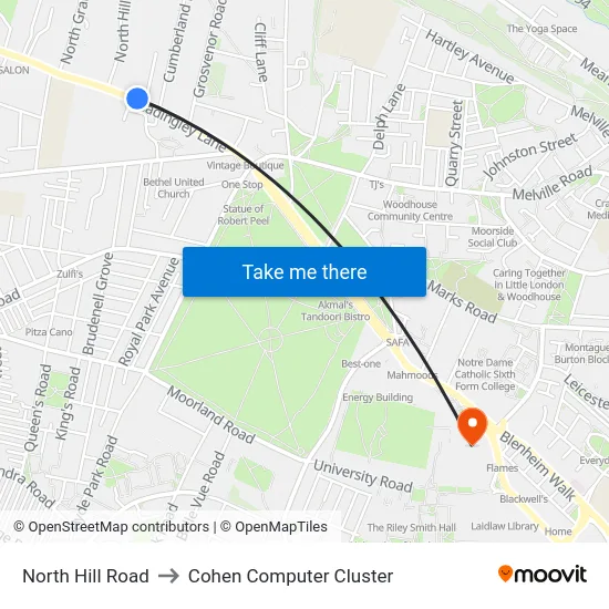 North Hill Road to Cohen Computer Cluster map
