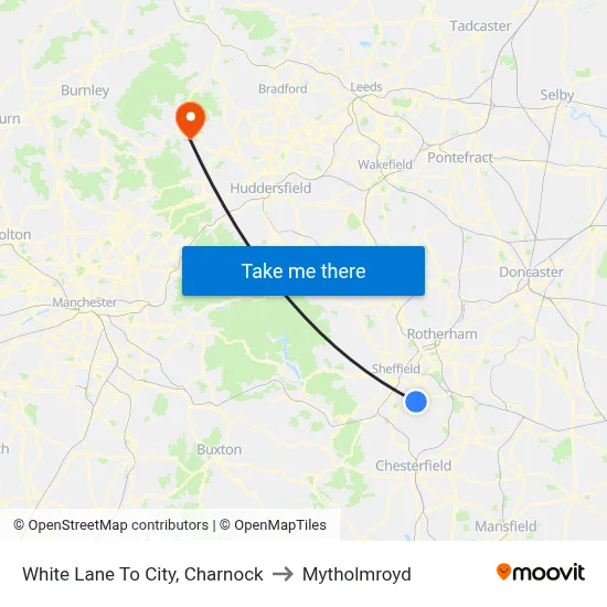 White Lane To City, Charnock to Mytholmroyd map