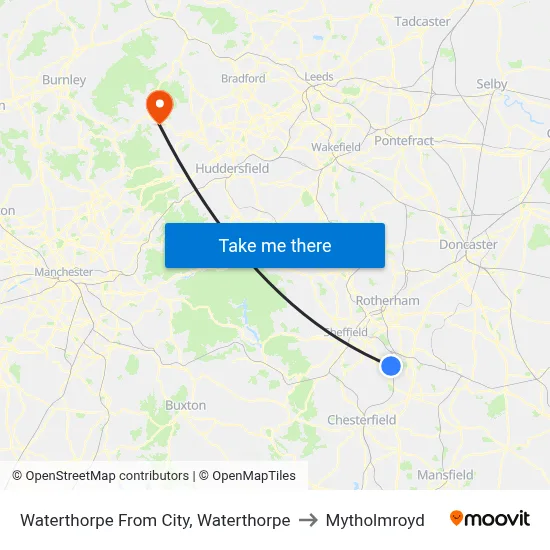Waterthorpe From City, Waterthorpe to Mytholmroyd map