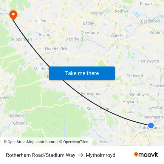 Rotherham Road/Stadium Way to Mytholmroyd map
