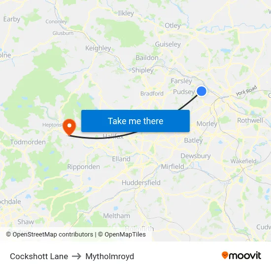 Cockshott Lane to Mytholmroyd map