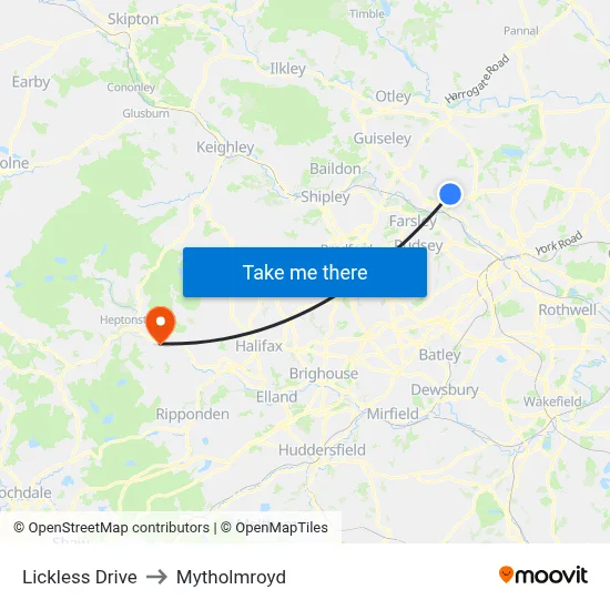 Lickless Drive to Mytholmroyd map