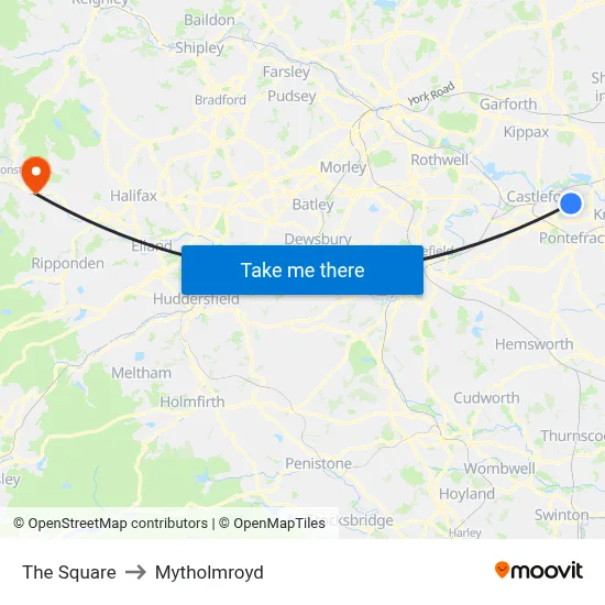 The Square to Mytholmroyd map