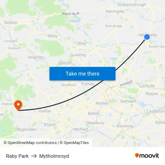 Raby Park to Mytholmroyd map