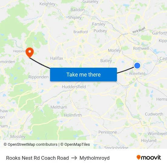 Rooks Nest Rd Coach Road to Mytholmroyd map