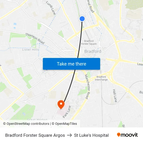 Bradford Forster Square Argos to St Luke's Hospital map