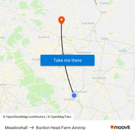 Meadowhall to Burdon Head Farm Airstrip map