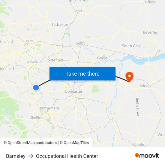 Barnsley to Occupational Health Center map